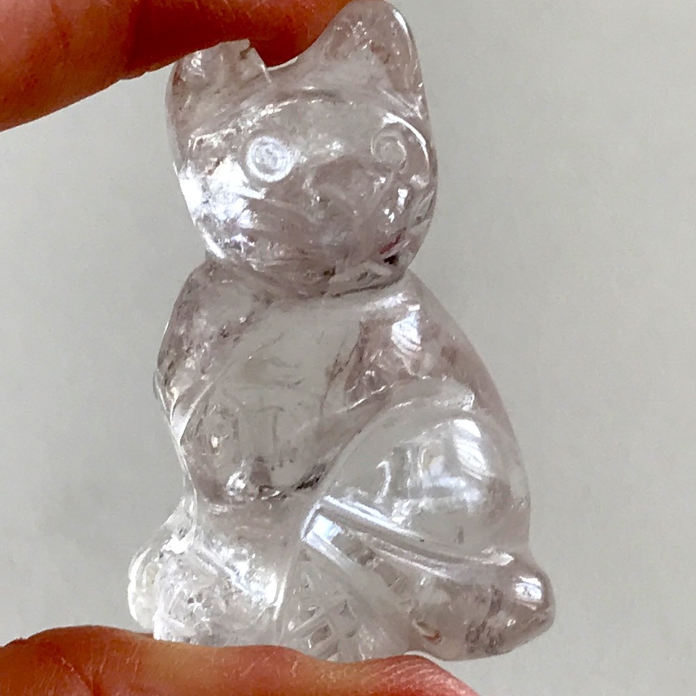 Natural Clear Quartz Carved Kitty